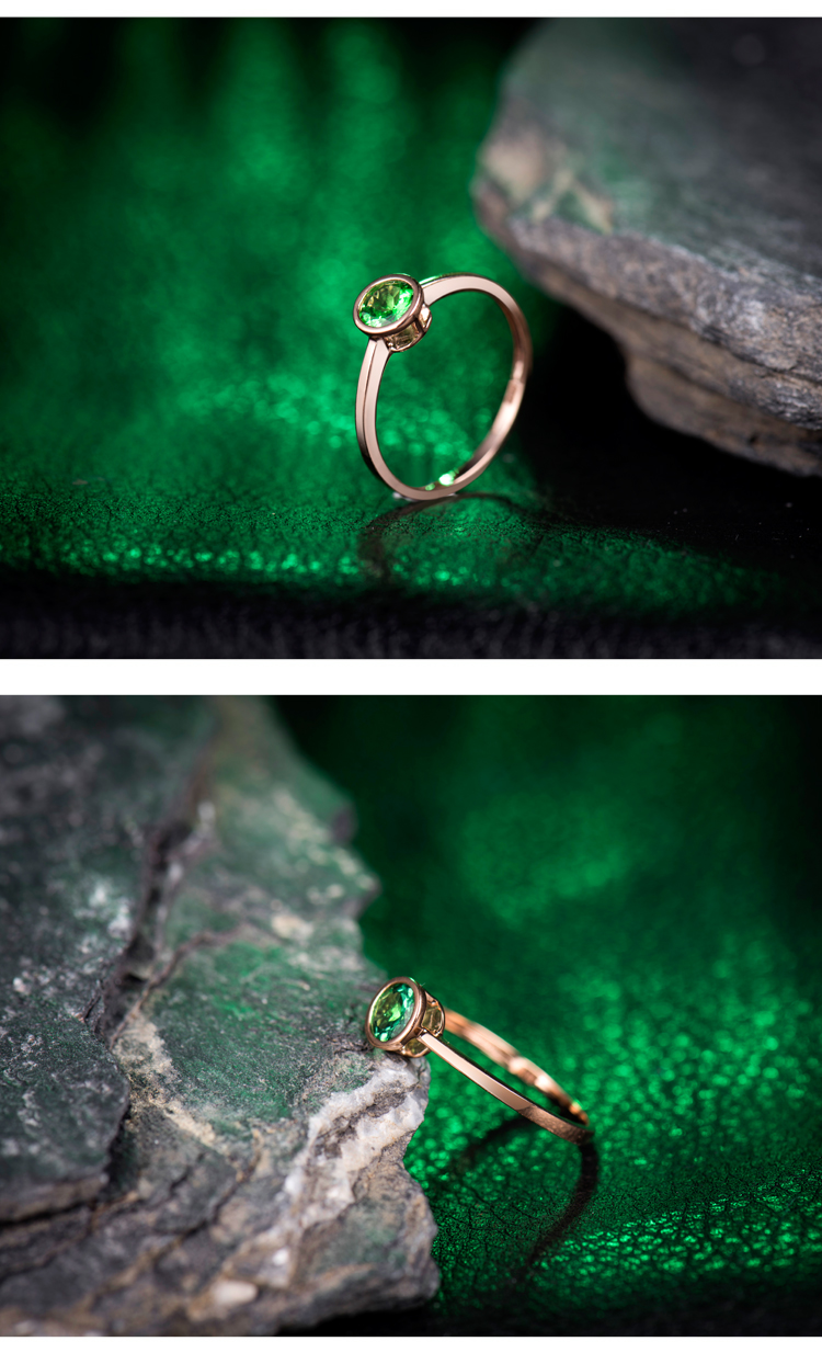 永思珠宝 0.47克拉玫瑰色18k金天然沙弗莱戒指女彩色宝石彩宝戒指