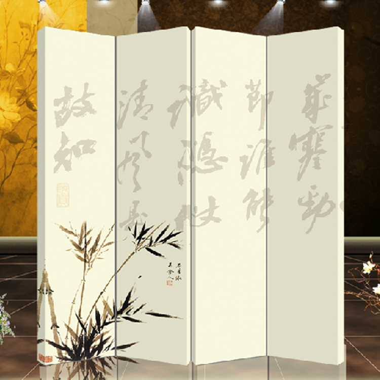 优阁调防水防透免安装折叠双面中式艺术屏风隔断酒店会所美容院屏风水墙文化墙背景墙隔断墙345 4-31 5扇防水防透加厚