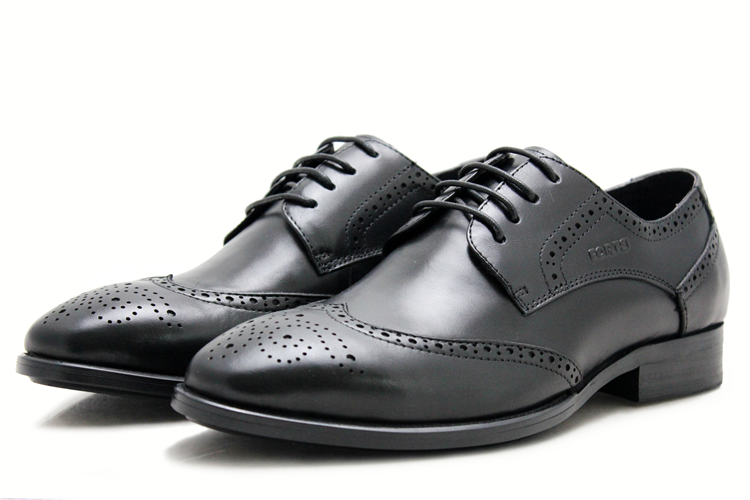 fortei 富铤男鞋 专柜正品 头层牛皮男皮鞋ad-507223 黑色 40