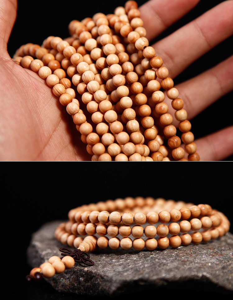 颗颗吉侧柏手串佛珠手链念珠柏木108颗6mm8mm10mm长在山崖柏木柏树木