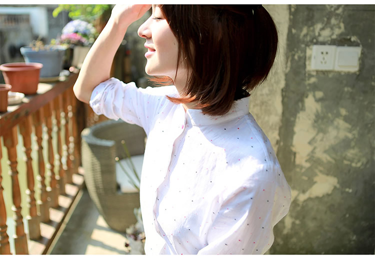 紫格子 白色长袖衬衫女 韩版棉衬衫 白色(R3042) XL