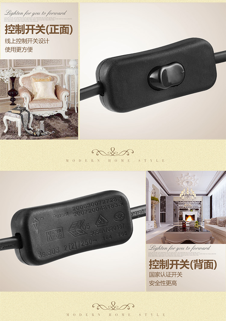冠雅led卧室台灯 创意黄玉石客厅书桌床头台灯欧式现代简约田园装饰床头灯MT-738G 配3瓦黄光灯泡 按钮开关