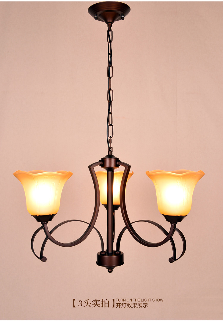新美式乡村铁艺吊灯欧式地中海复古田园房间卧室书房灯铁艺乡村田园