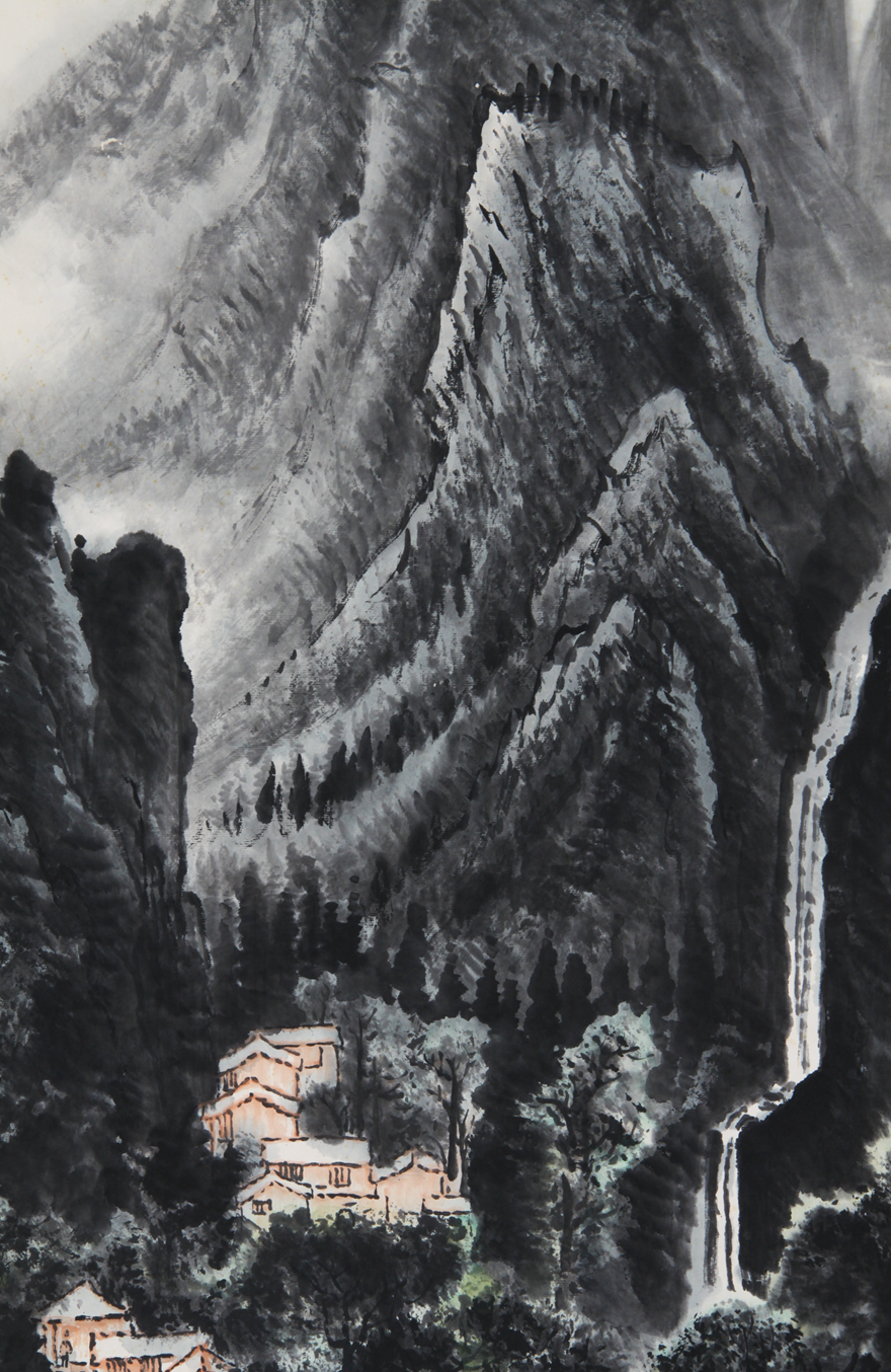 3529 李可染 黄山人字瀑