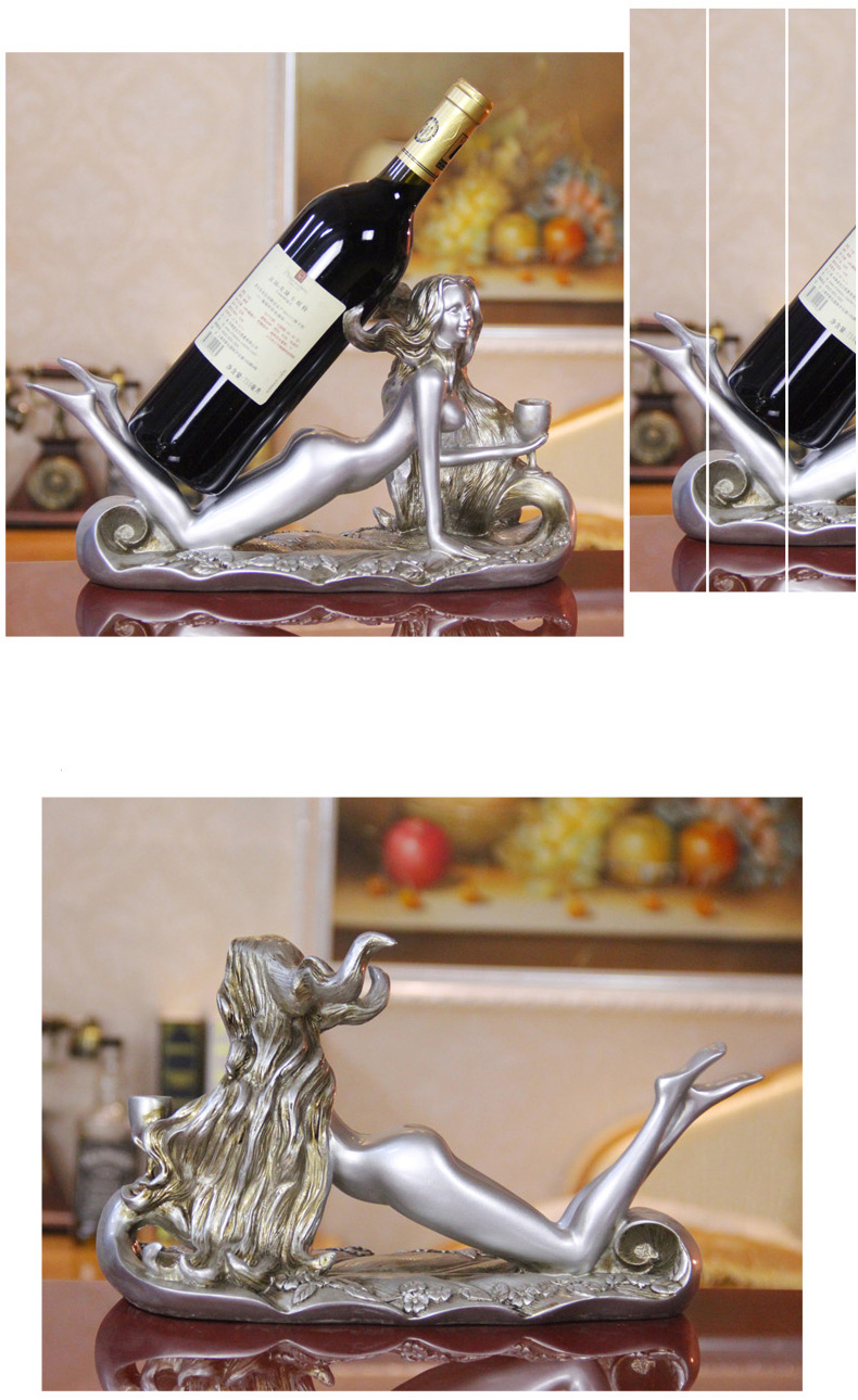 
                                        尚凡红酒酒架子客厅酒吧餐厅酒柜摆件工艺品红酒架创意树脂家居装饰品葡萄酒架子复古摆设饰品 金色仿古                