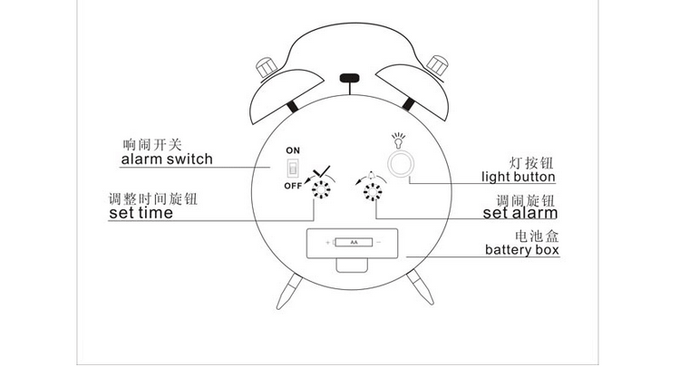 复古欧式静音金属闹钟 创意学生表白闹铃懒人克星变态大声音夜灯闹钟创意礼品 4寸浅绿色