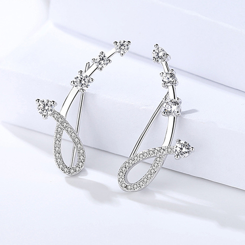 银耳钉女心形耳环韩版水钻耳饰生日礼物送女友
