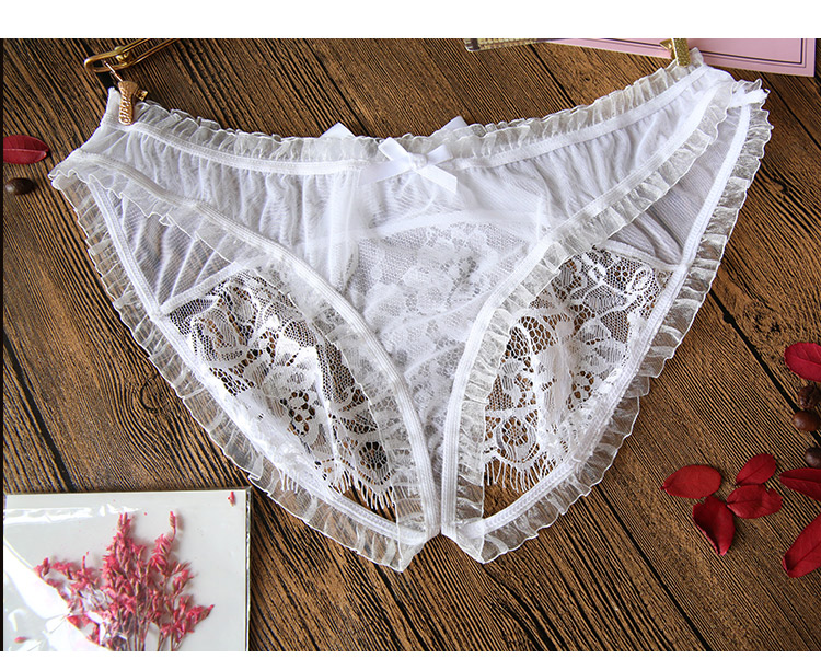 霏慕 情趣内衣 蕾丝透视露臀开裆内裤情趣丁字裤镂空低腰三角裤t裤