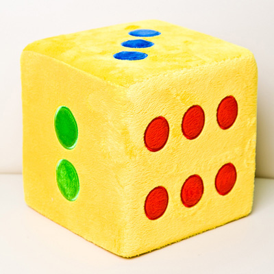 大实心海绵骰子毛绒布玩具大色子筛子大号飞行棋 7厘米毛绒黄色