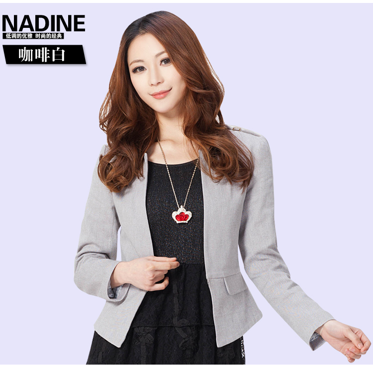 
                                        Nadine小外套女秋季韩版小西装大码修身显瘦OL职业装女 咖啡白 M                
