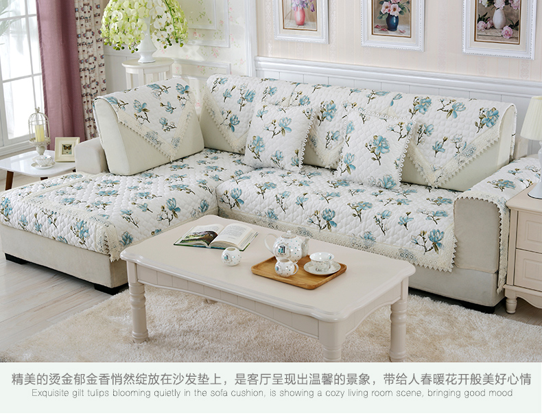 依爱舍 亚麻沙发垫套装四季通用时尚布艺沙发罩垫防滑沙发坐垫 郁金香-咖70*70cm 绿色风情 70*70cm