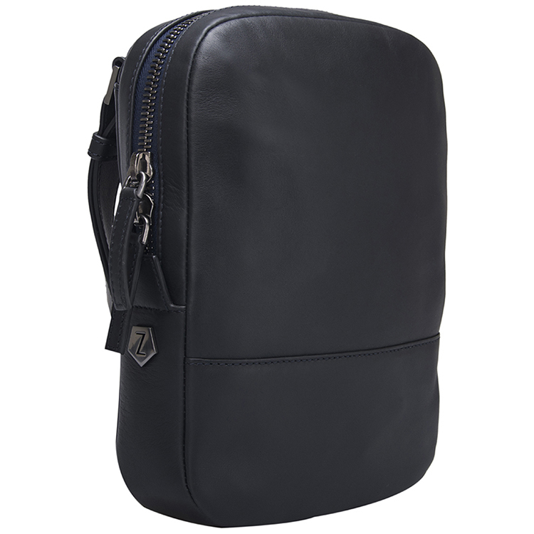 zegna 杰尼亚 男士黑色真皮单肩斜挎包 51-c2004x esp ner