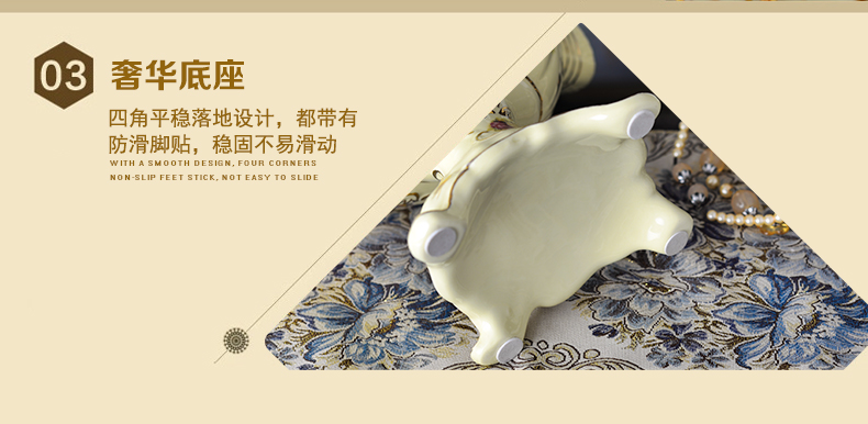 
                                        友来福 欧式果碗水果盘摆件 家居电视柜酒柜装饰品 使用手工艺结婚 花海双凤果盘12寸                