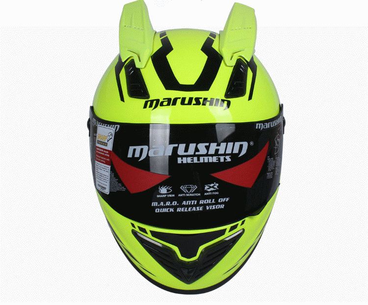 马鲁申摩托车头盔999rs带犄角全盔 玄武岩材料 高档赛车头盔 防雾镜片