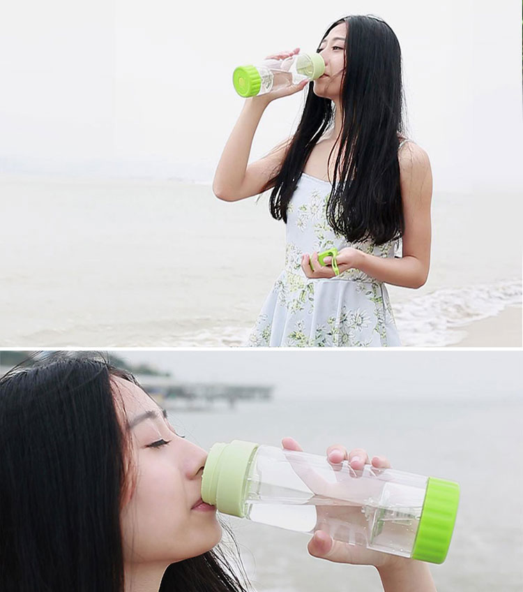 南星水杯塑料创意运动杯子随行过滤泡茶杯 可控浓度 T03 500ml 绿色