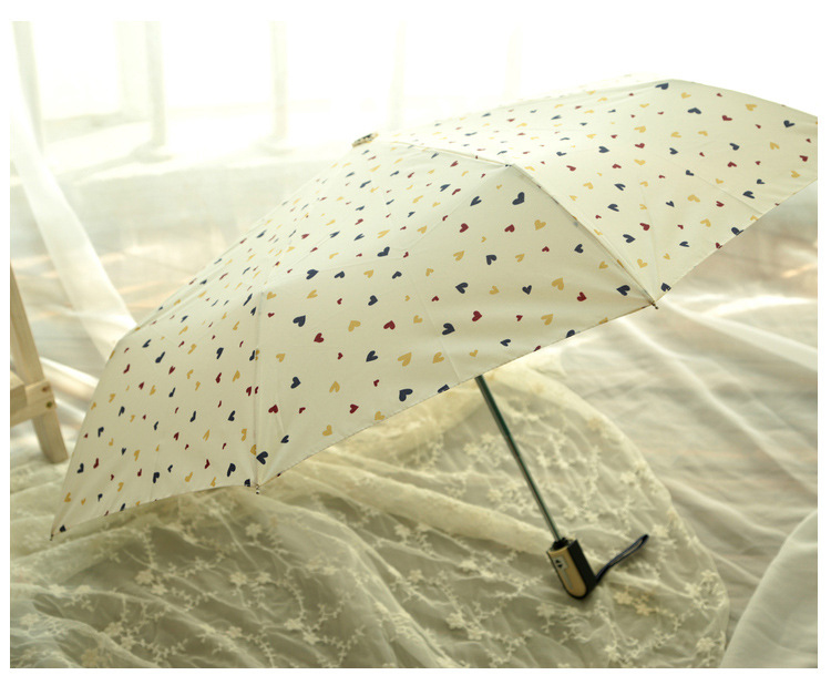 
                                        趣乐美雨伞 爱心全自动三折叠晴雨伞两用遮阳伞太阳伞女士伞 两用雨伞 yy05002                