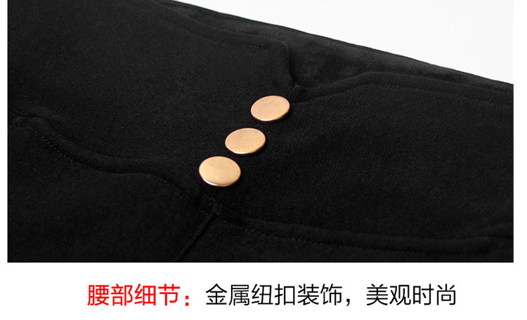 尼恩赛斯 高腰外穿打底裤女小脚裤长裤显瘦大码弹力铅笔裤 黑色黄金绒 L