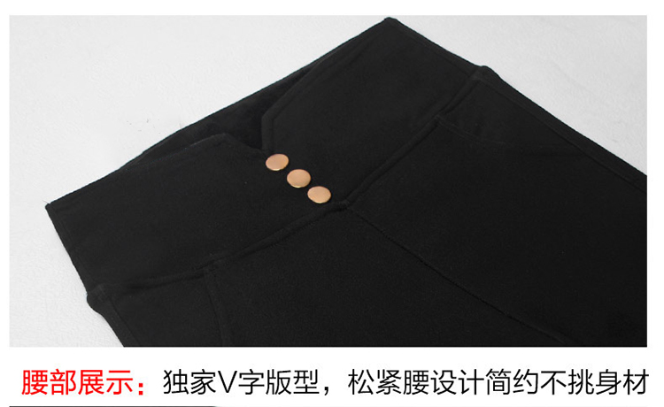 尼恩赛斯 高腰外穿打底裤女小脚裤长裤显瘦大码弹力铅笔裤 黑色黄金绒 L