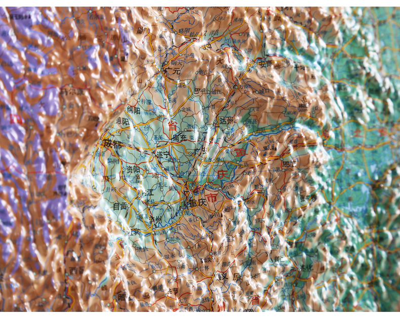 星球版中国地形图世界地形图3d凹凸立体地图办公学习挂图约11米08米