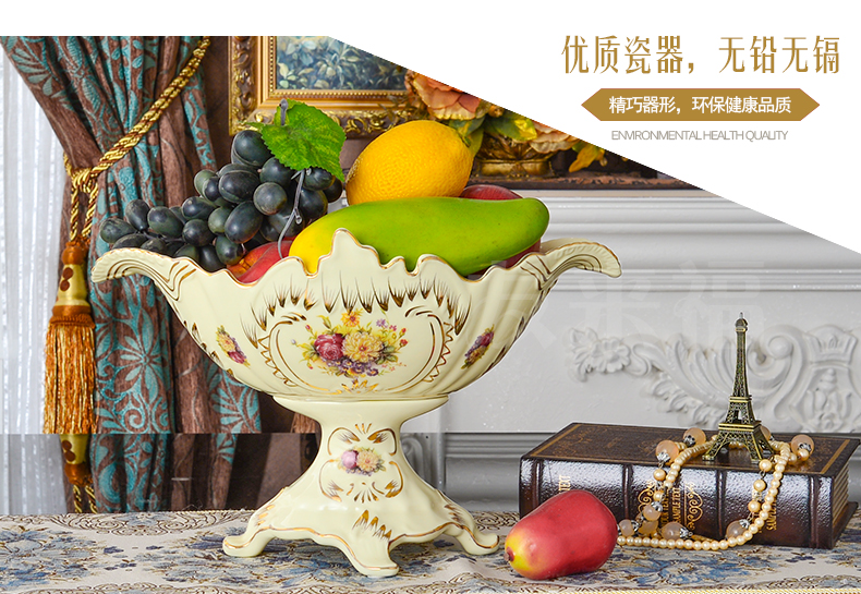 
                                        友来福 欧式果碗水果盘摆件 家居电视柜酒柜装饰品 使用手工艺结婚 花海双凤果盘12寸                