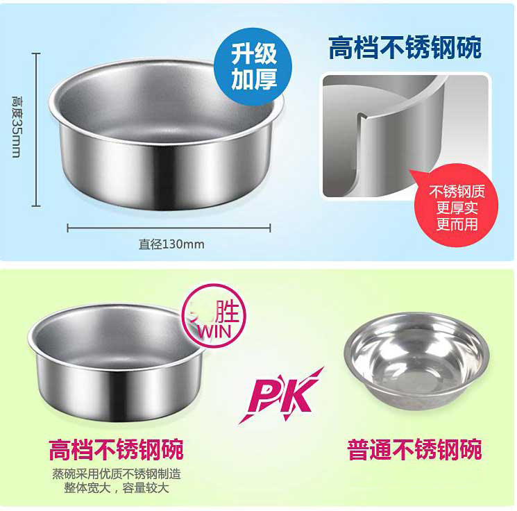 煮蛋器 蒸蛋器自动断电免定时双层不锈钢可蒸蛋羹煮蛋机 清水蓝色煮蛋器