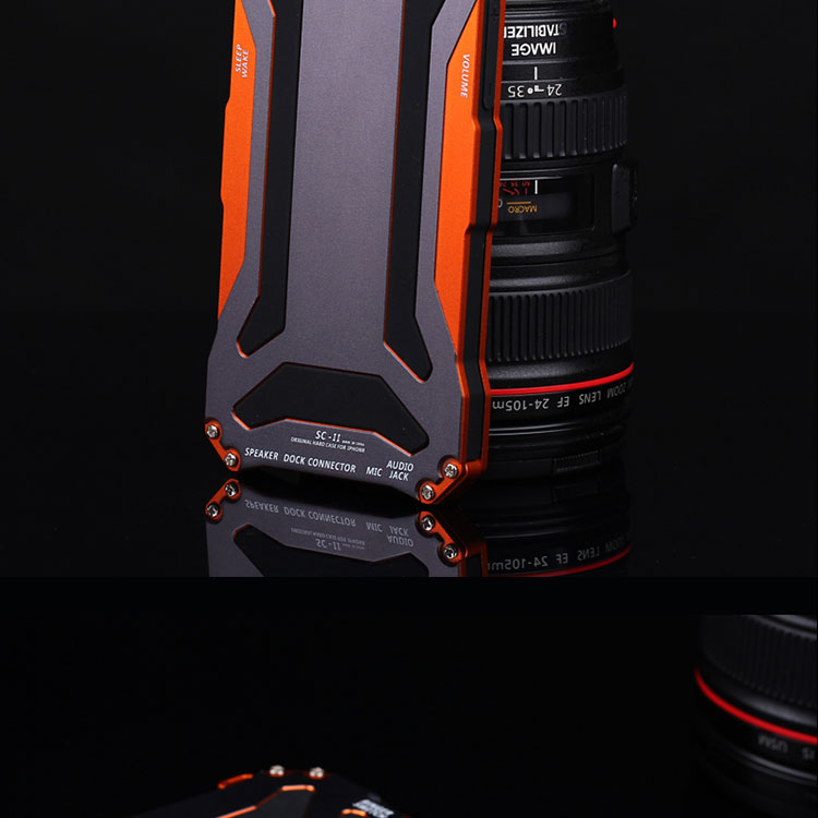 S.CENG Gundam Water Resistant Dustproof Shockproof Silicone Gorilla Glass Aluminum Alloy Metal Case Cover for Apple iPhone 6S