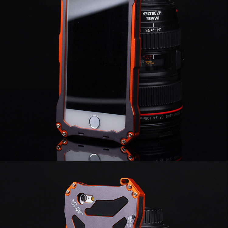 S.CENG Gundam Water Resistant Dustproof Shockproof Silicone Gorilla Glass Aluminum Alloy Metal Case Cover for Apple iPhone 6S