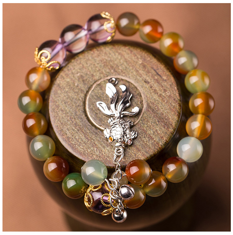 【奈唯】玉髓手串女款单圈晶石饰品玉髓手链-夏荷(附证书)