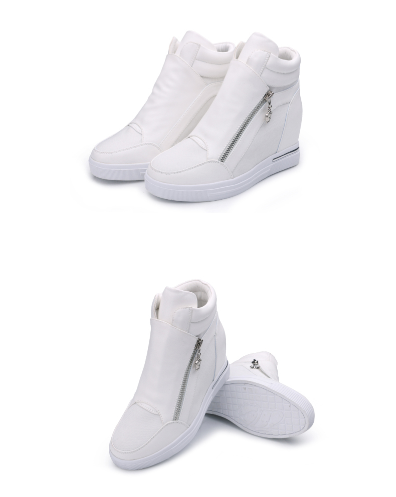 赛格莉 秋季新款内增高休闲鞋女松糕厚底高帮运动鞋女鞋 1902-1 黑 色