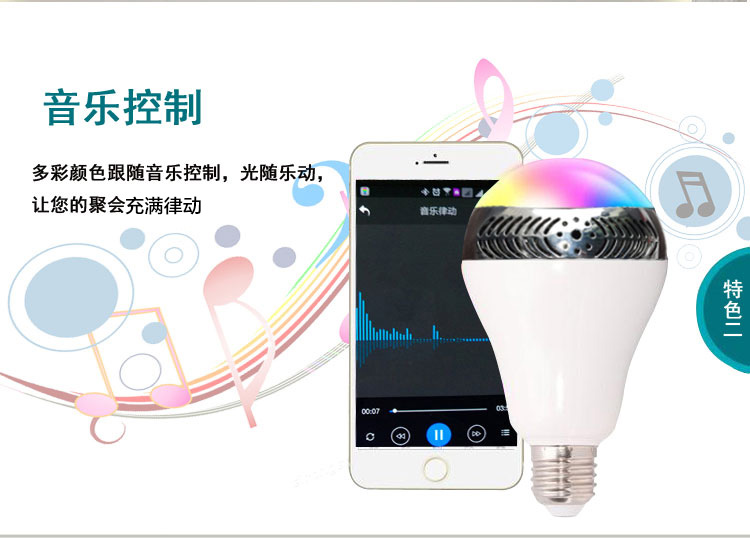 
                                        【支持货到付款】纽曼BT-LED1 智能灯泡音响节能灯 智能家居                