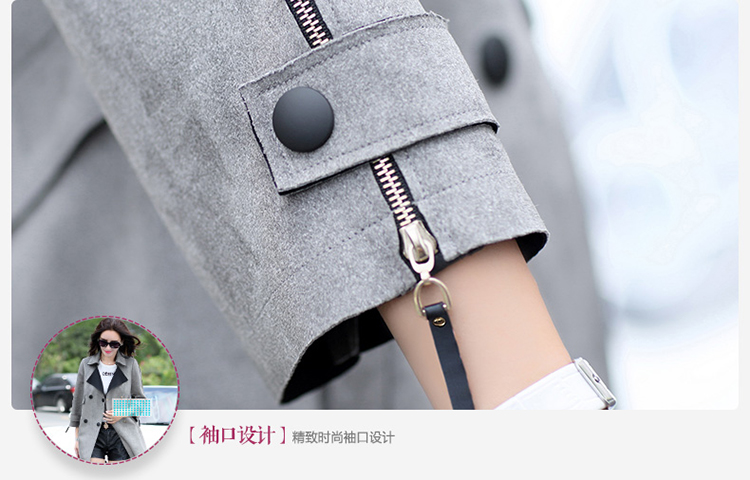 煦薇 SUVVI 2015秋冬新款宽松双排扣时尚外套女 咖啡色 S