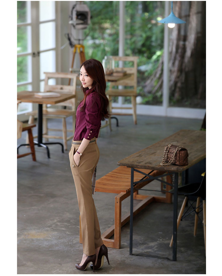 蒂珞菲2015秋季韩版女装职业长袖女衬衫女式衬衣 白色 L