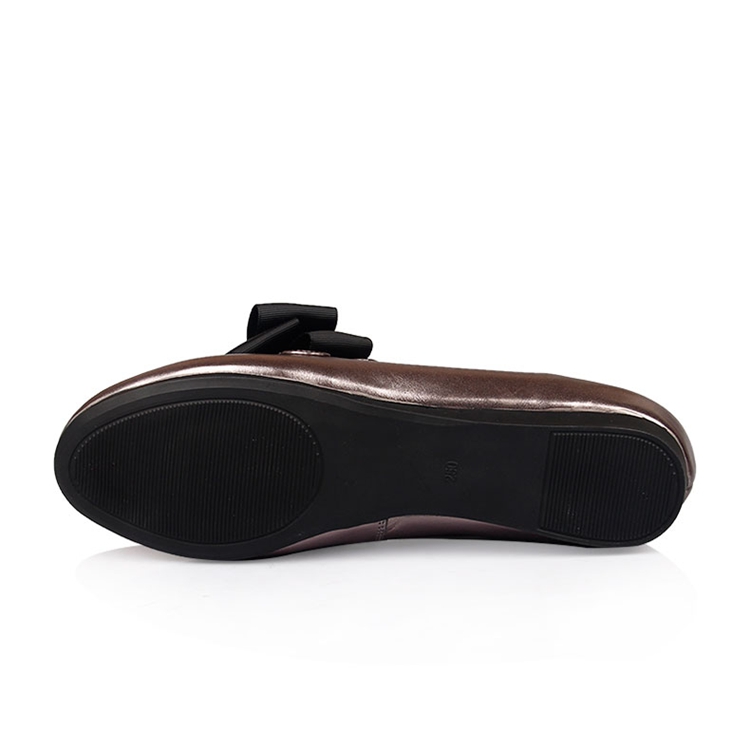 大码女鞋41 43单鞋真皮时尚蝴蝶结圆头平底纯色休闲中口鞋2016春季