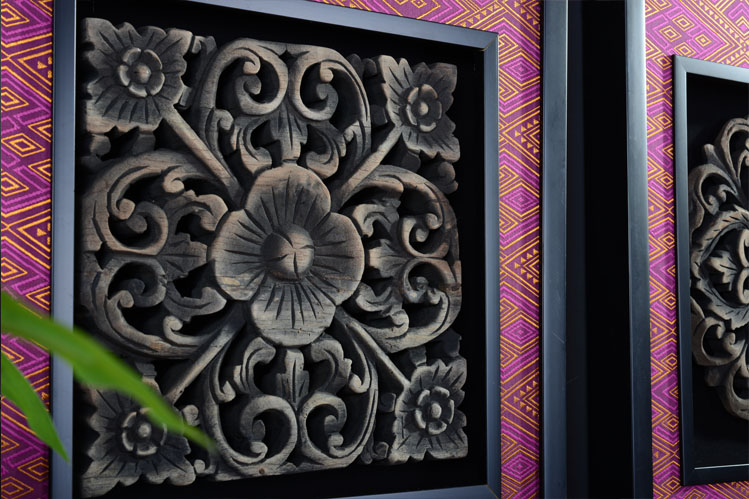 泰域 木雕壁饰 东南亚雕花家居装饰 墙面墙壁装饰泰国墙饰挂件 方形