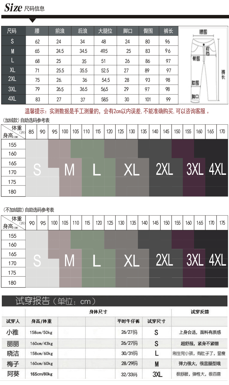 
                                        绮唯嘉 2016新款加长大码高腰外穿打底裤女秋冬季铅笔小脚休闲裤修身显瘦 厚款-黑色 L                