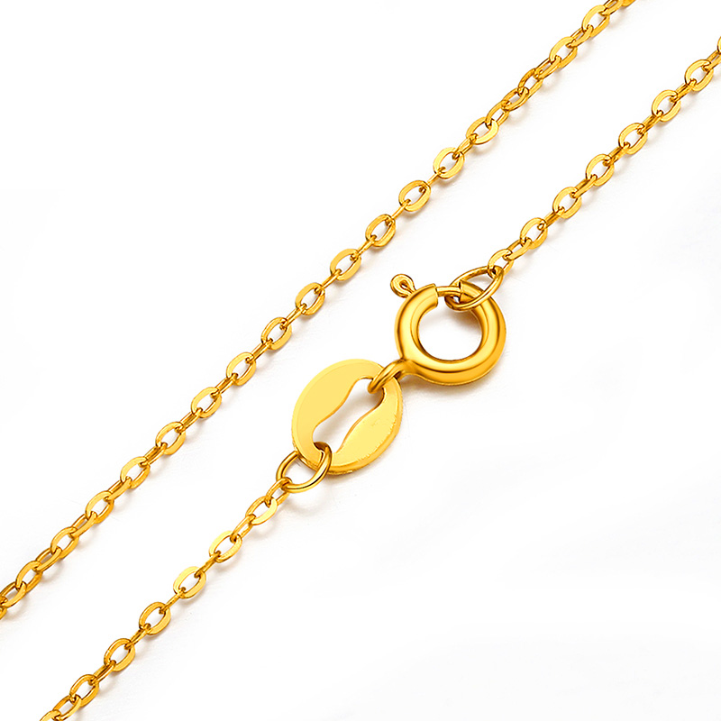 兆亮珠宝 925银项链 金色银十字链 锁骨项链 黄色银链礼物 金色银链