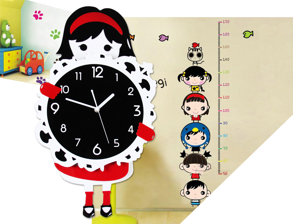 美世达时尚创意钟表客厅挂钟 静音石英钟现代时钟甜美可爱挂表 30*54