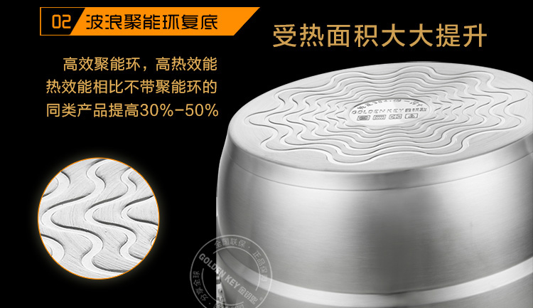 金钥匙（GOLDENKEY）蒸锅 三层 24cm不锈钢复底蒸笼