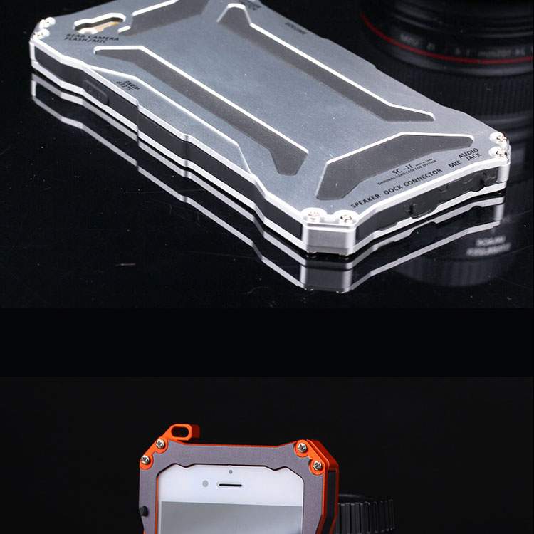 S.CENG Gundam Water Resistant Dustproof Shockproof Silicone Gorilla Glass Aluminum Alloy Metal Case Cover for Apple iPhone 6S