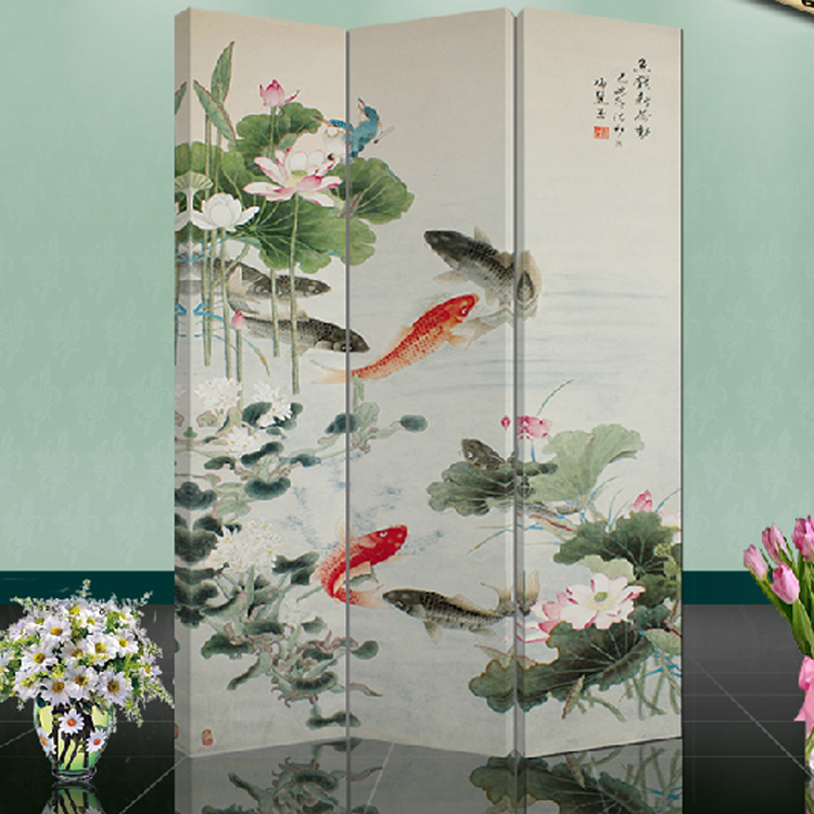 优阁调防水防透免安装折叠双面中式艺术屏风隔断酒店会所美容院屏风水墙文化墙背景墙隔断墙345 3-72 5扇防水防透加厚