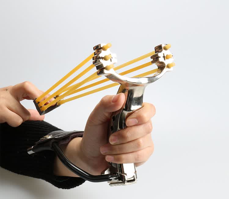 强力重型弹弓 3卡珠弹弓 经典雷暴弹弓 打鸟打猎用品 银色