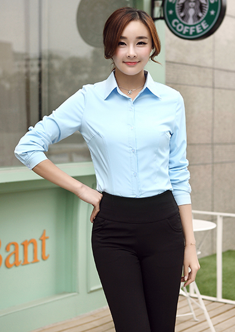 2015秋冬新款职业修身加绒加厚衬衫长袖保暖打底衫女式衬衣2659 白色