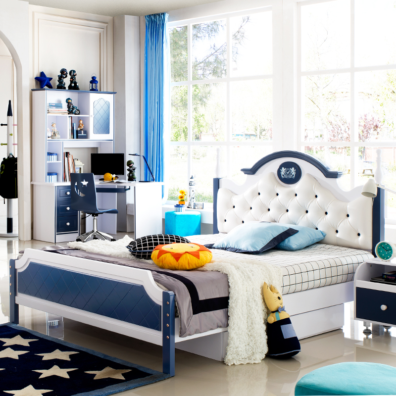 菲艺轩家具 儿童床 卧室带抽王子床 青少年学生单人床 1.2*2.