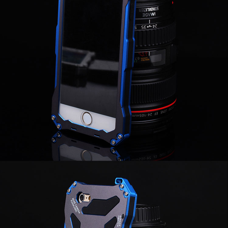 S.CENG Gundam Water Resistant Dustproof Shockproof Silicone Gorilla Glass Aluminum Alloy Metal Case Cover for Apple iPhone 6S