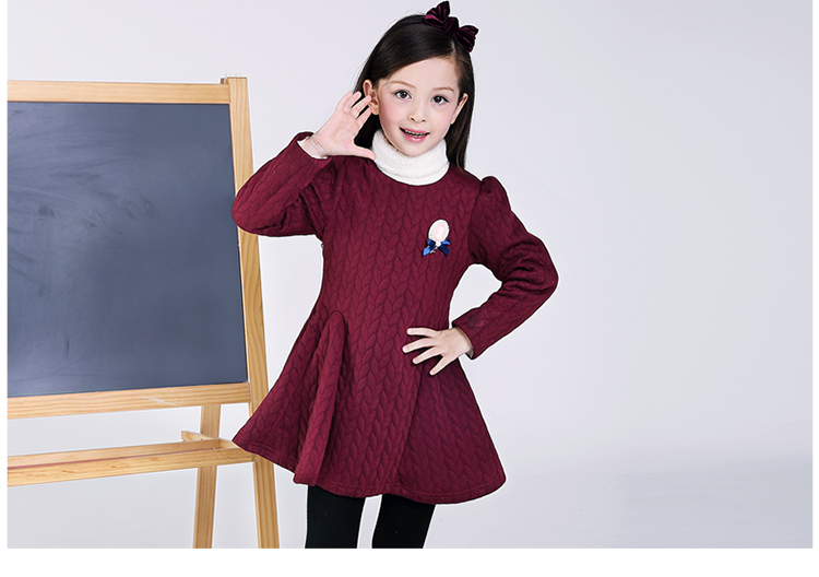 精明宝贝童装女童秋冬装连衣裙2015新款儿童加厚保暖裙子 gg403 黑色