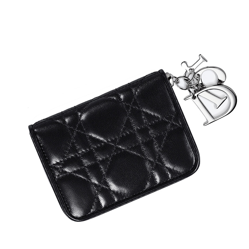 迪奥(dior) 2016女士黑色小羊皮零钱包cal43095p n0a3