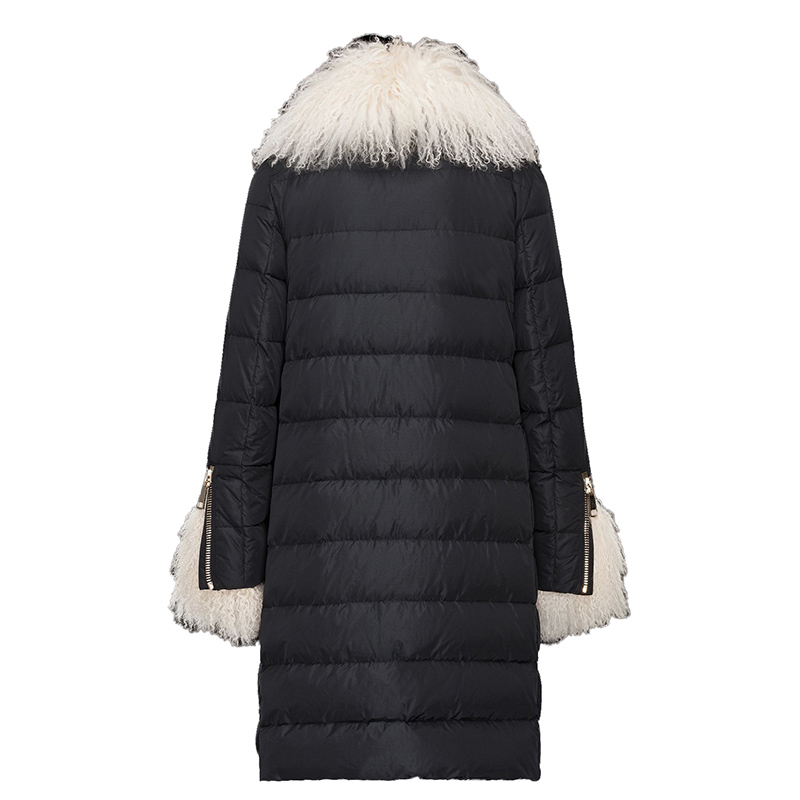 蒙口(moncler)2015女士保暖舒适 皮草领 长款 大衣 外套41600137gn 46
