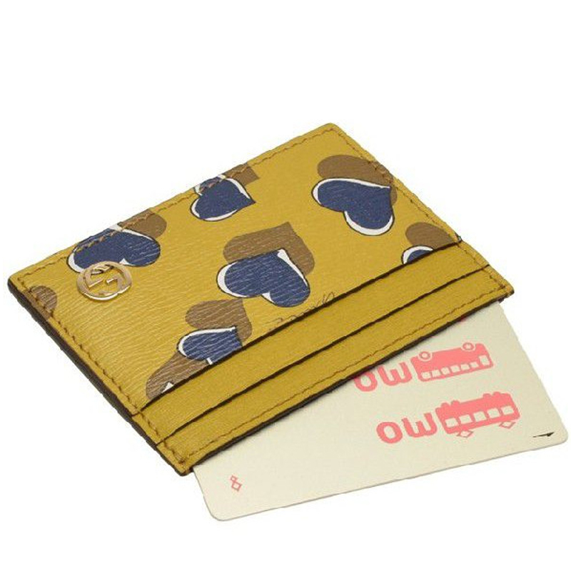 gucci/古驰 女士牛皮时尚印花名片包 卡包334483 黄色