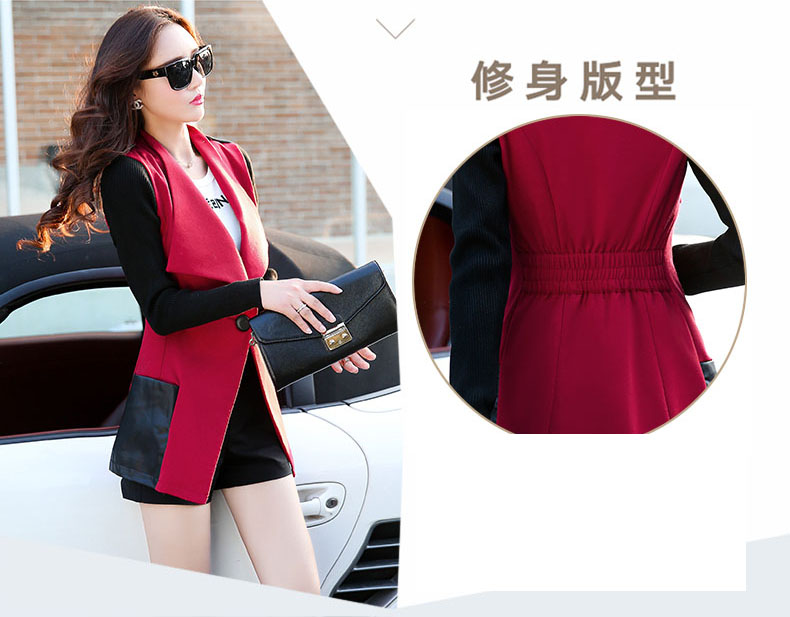 皇厚服饰 2015秋装韩版大码中长款拼接风衣外套翻领休闲长袖百搭女装上衣 黑色 XL