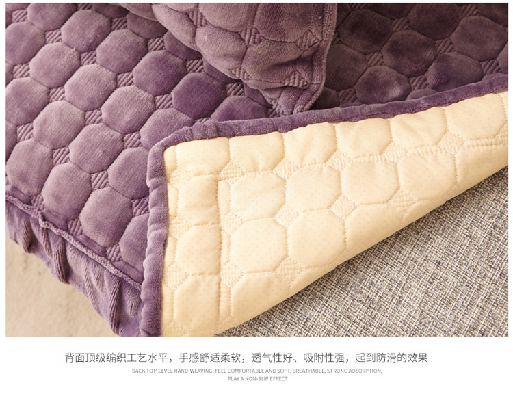 美人春 沙发垫 防滑 皮沙发垫防滑法莱绒沙发套冬季加厚法莱绒办公坐垫 咖啡色 70*70cm